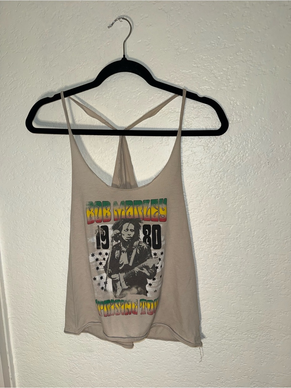 Beige Bob Marley Graphic Tank Top